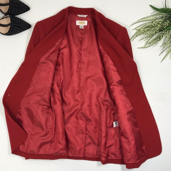 Talbots | Red 3 Button Wool Blazer - Picture 6 of 7
